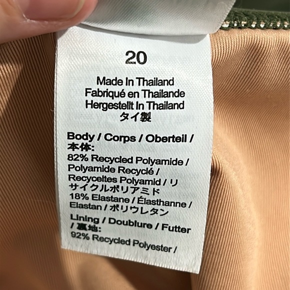 J. Crew Ruched V-neck One Piece Swimsuit in Army/Olive Green BC116 - Size 20 - Picture 13 of 14